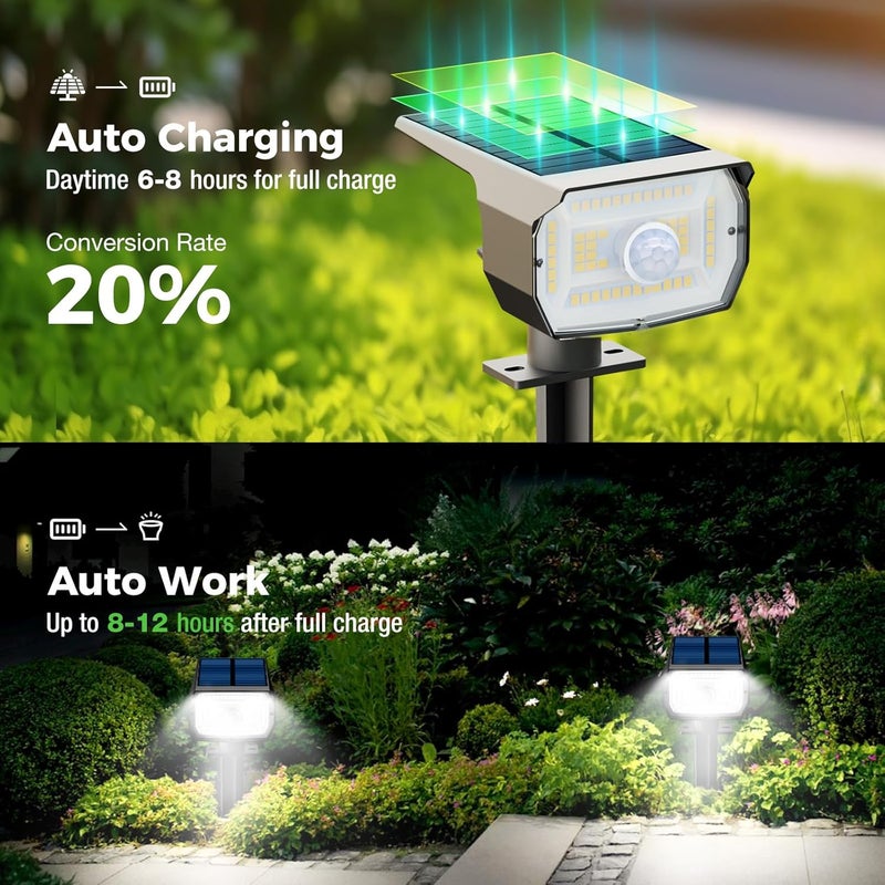 nipify 10 Pack Solar Lights Outdoor Waterproof, 3 Modes Motion Sensor Spot Lights,Solar Powered Spotlights 2-in-1 Auto On/Off Landscape Lighting for Outside Yard Wall Garden, Cool White - Image 2